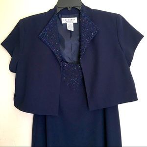2-Piece Crop Jacket & Maxi Dress Beaded Tags Sz14P